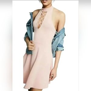 NWT Express Lace Up Flare Halter Dress